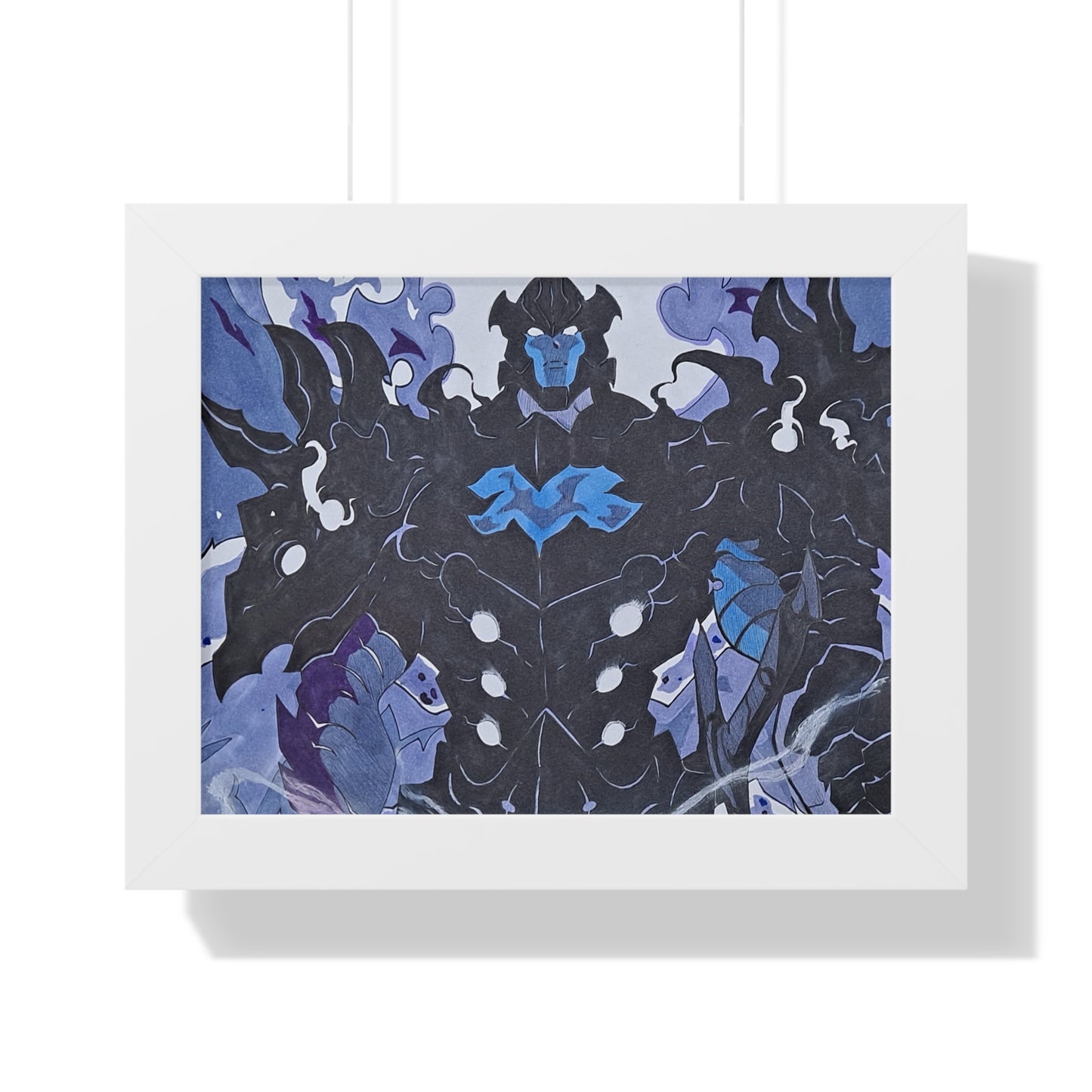 Framed Fantasy Art Poster | Unique Wall Decor for Gamers & Fantasy Lovers | Blue & Black Theme | Gift for Birthdays, Holidays, Home Decor