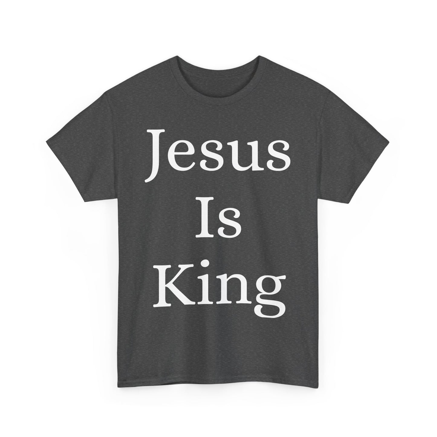 Jesus Is King Heavy Cotton Tee for Faithful Wear, Unisex Christian Shirt, Inspirational Gift, Church Attire, Bible Verse Apparel