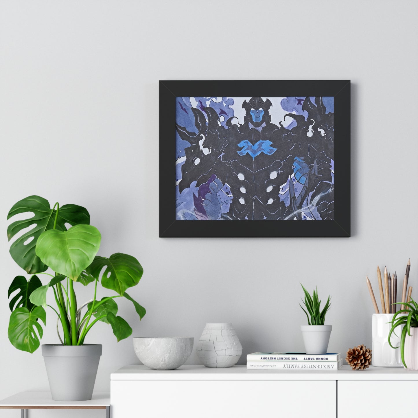 Framed Fantasy Art Poster | Unique Wall Decor for Gamers & Fantasy Lovers | Blue & Black Theme | Gift for Birthdays, Holidays, Home Decor