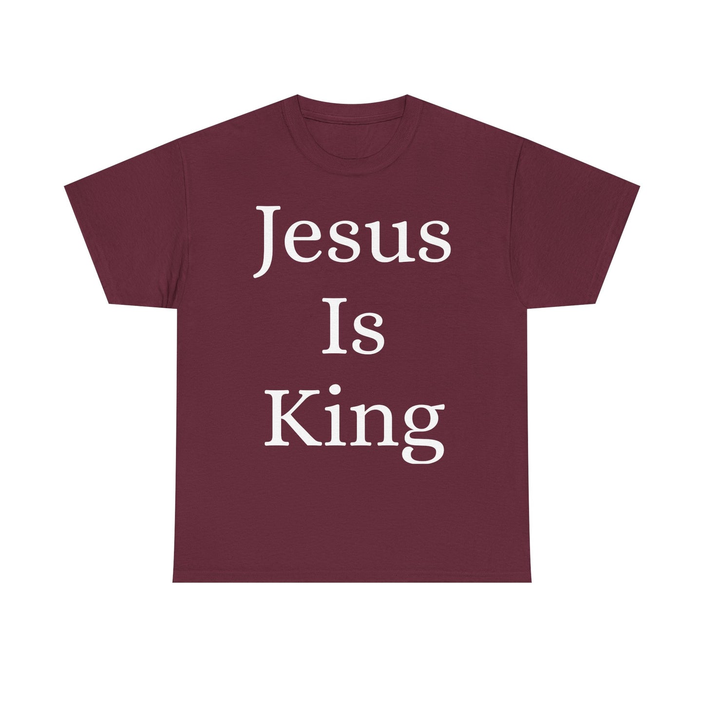 Jesus Is King Heavy Cotton Tee for Faithful Wear, Unisex Christian Shirt, Inspirational Gift, Church Attire, Bible Verse Apparel