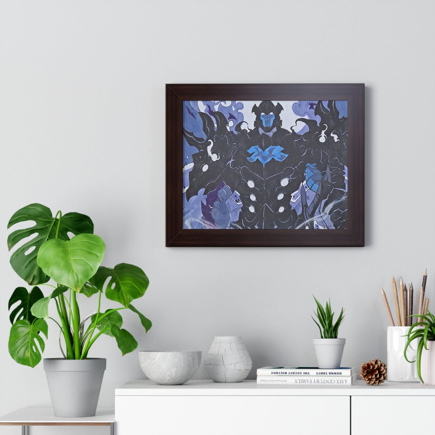 Framed Fantasy Art Poster | Unique Wall Decor for Gamers & Fantasy Lovers | Blue & Black Theme | Gift for Birthdays, Holidays, Home Decor
