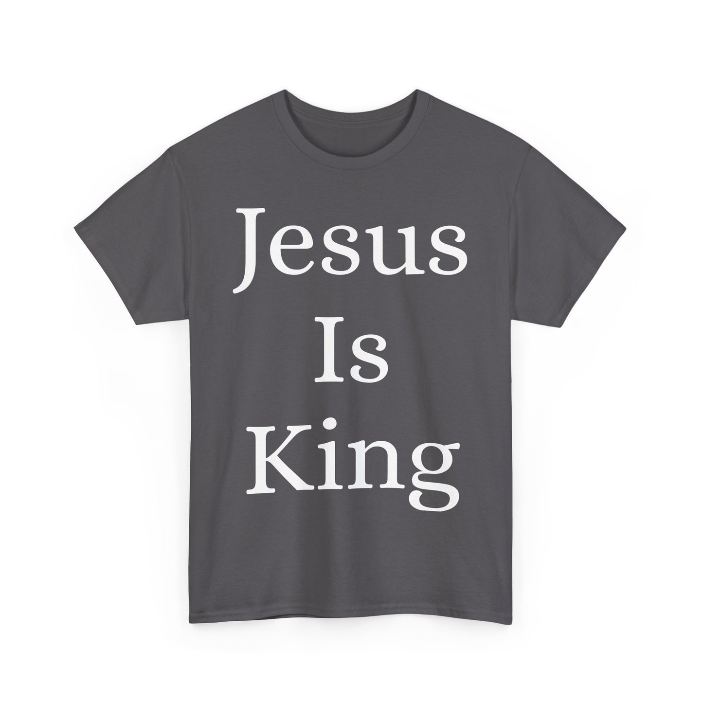 Jesus Is King Heavy Cotton Tee for Faithful Wear, Unisex Christian Shirt, Inspirational Gift, Church Attire, Bible Verse Apparel