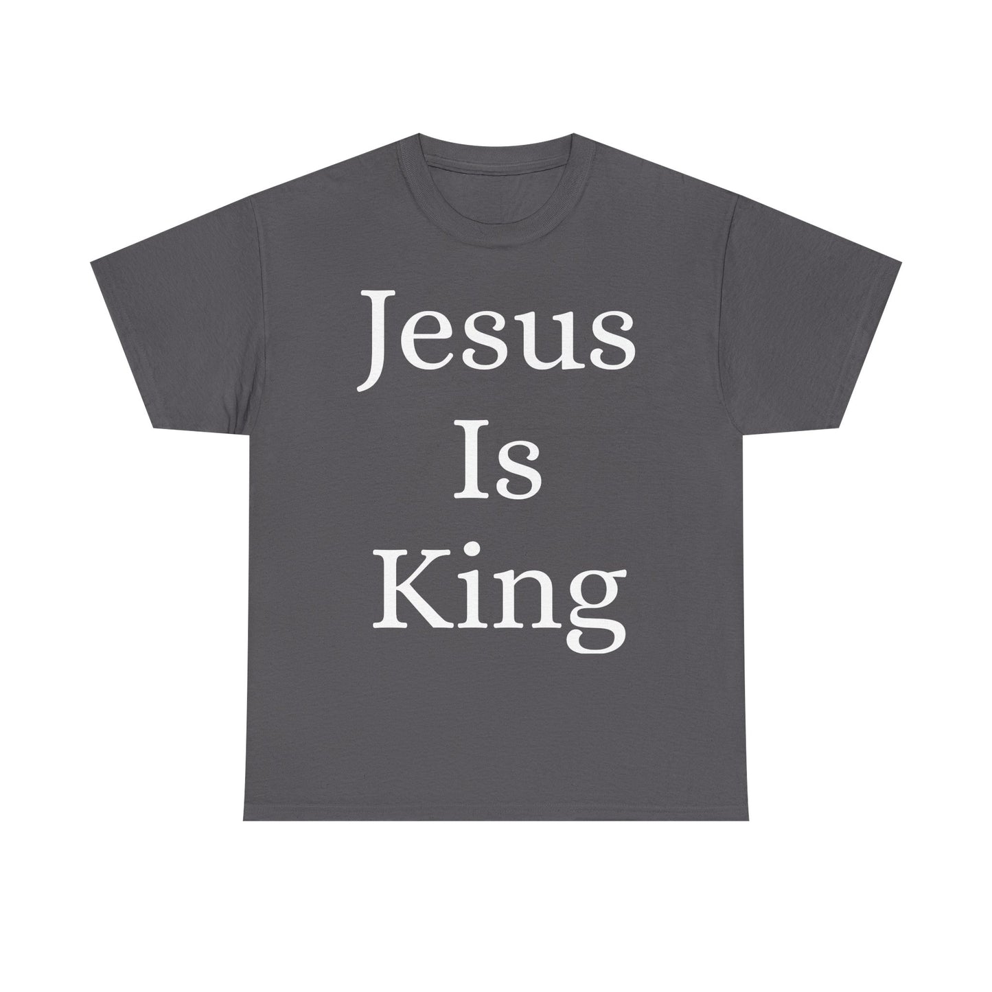 Jesus Is King Heavy Cotton Tee for Faithful Wear, Unisex Christian Shirt, Inspirational Gift, Church Attire, Bible Verse Apparel