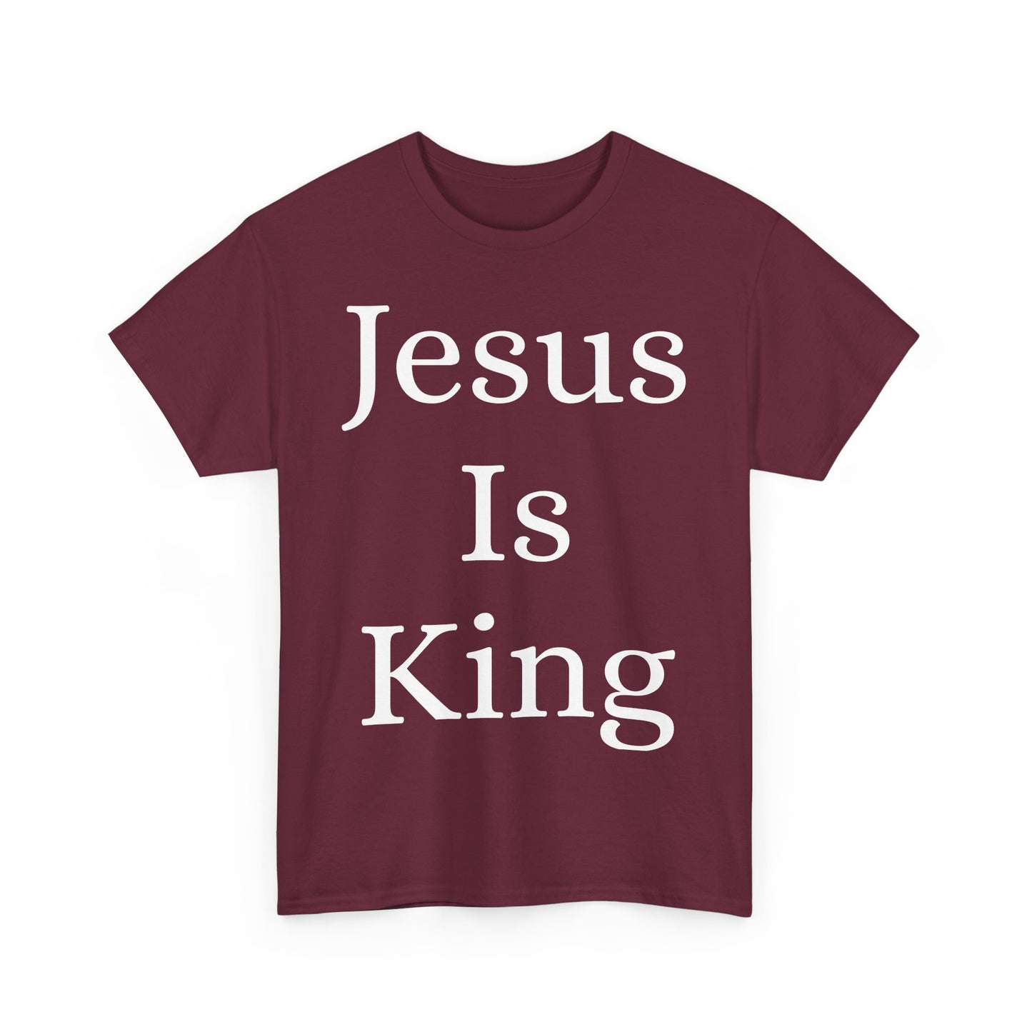 Jesus Is King Heavy Cotton Tee for Faithful Wear, Unisex Christian Shirt, Inspirational Gift, Church Attire, Bible Verse Apparel