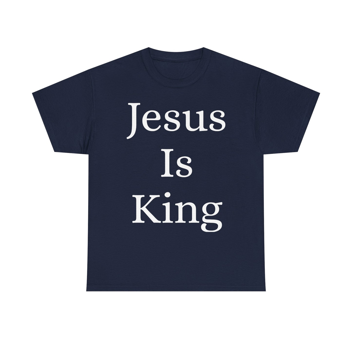 Jesus Is King Heavy Cotton Tee for Faithful Wear, Unisex Christian Shirt, Inspirational Gift, Church Attire, Bible Verse Apparel