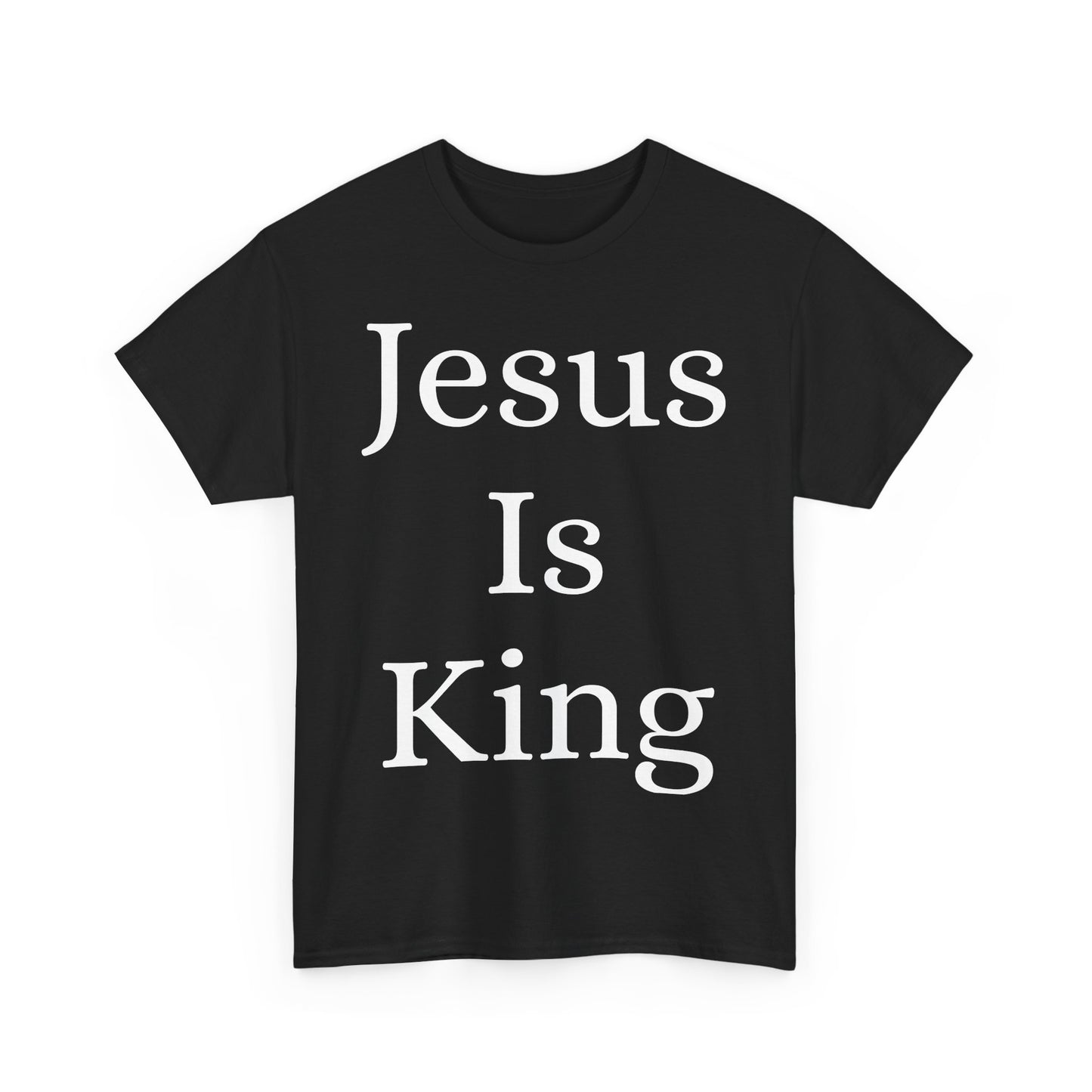 Jesus Is King Heavy Cotton Tee for Faithful Wear, Unisex Christian Shirt, Inspirational Gift, Church Attire, Bible Verse Apparel