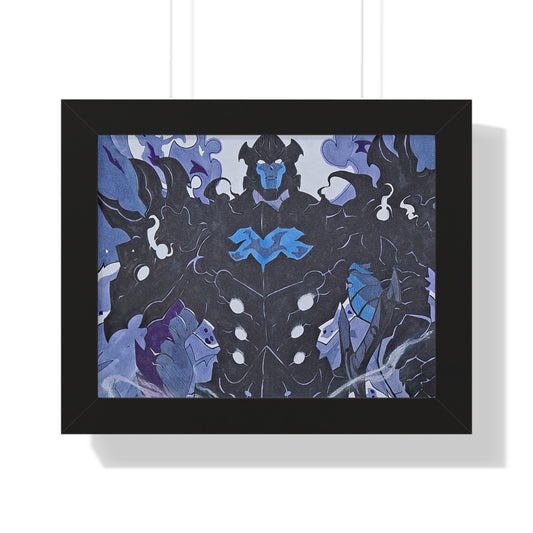 Framed Fantasy Art Poster | Unique Wall Decor for Gamers & Fantasy Lovers | Blue & Black Theme | Gift for Birthdays, Holidays, Home Decor