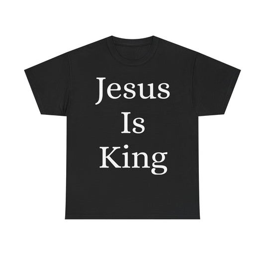 Jesus Is King Heavy Cotton Tee for Faithful Wear, Unisex Christian Shirt, Inspirational Gift, Church Attire, Bible Verse Apparel